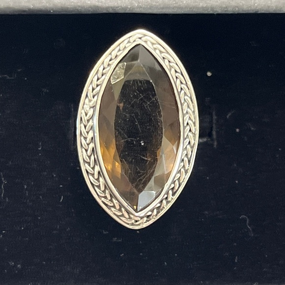 Marquis Smoky Quarts 925 Sterling Silver Ring Size 9 - Picture 12 of 12